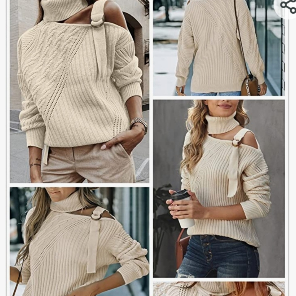 Cold Shoulder Turtleneck Sweater